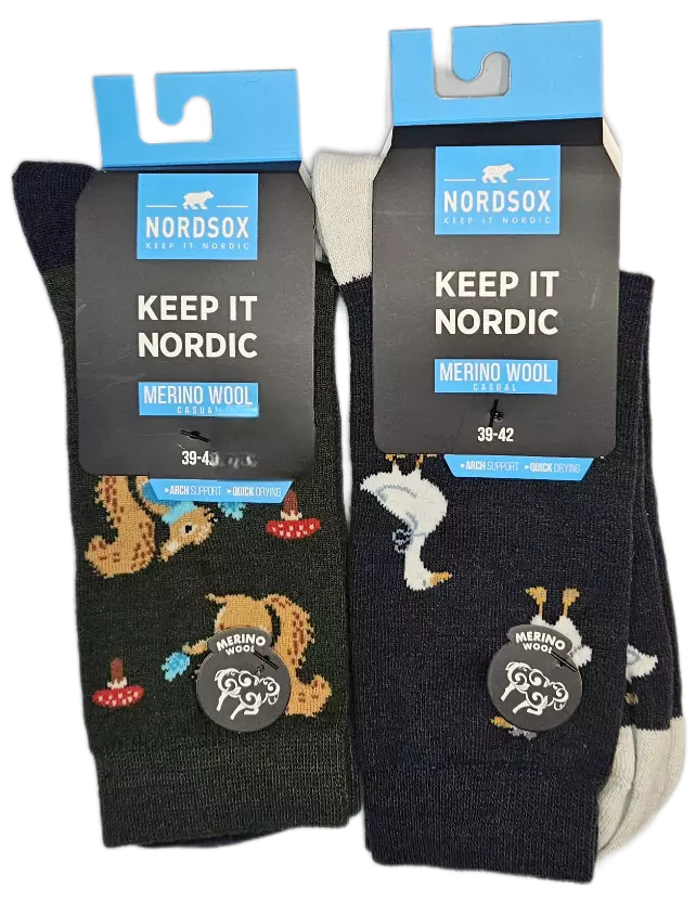 N Merinovillasukat, metsäneläimet - Naisten sukat - 6438159951319 - 1