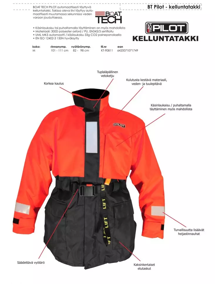 PILOT KELLUNTATAKKI M - Kalastusvaatteet ja jalkineet - 6420071071749 - 1