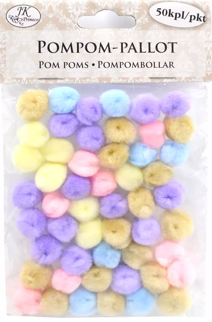 Pompom-pallot pastelli 50kpl - Tee-se-itse DIY - 6417715045839 - 2