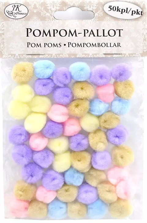 Pompom-pallot pastelli 50kpl - Tee-se-itse DIY - 6417715045839 - 1