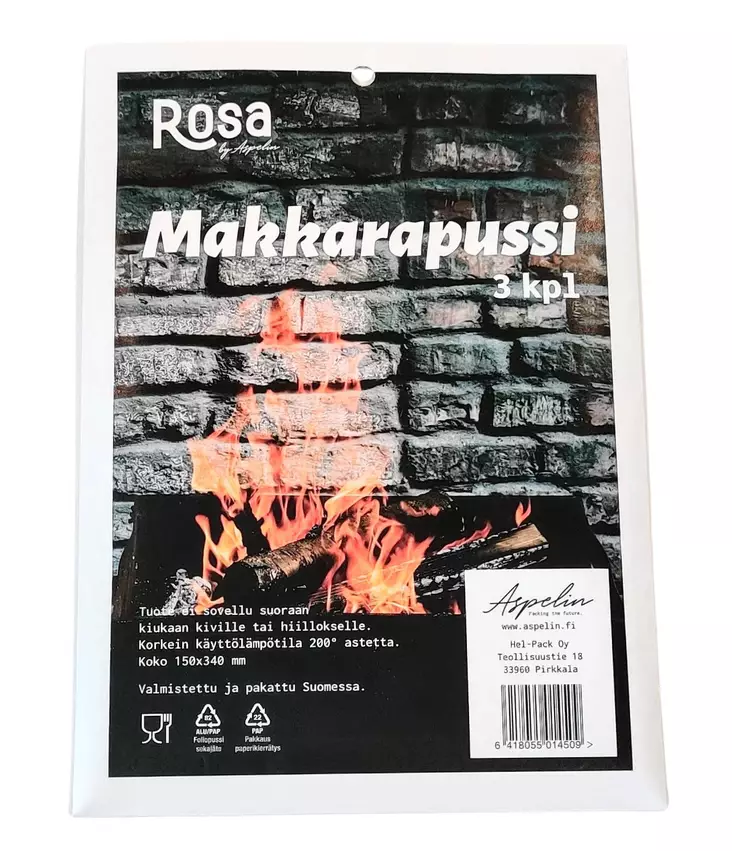 Rosa Makkarapussi 150x340 mm, 3 kpl - Foliot ja paistopussit - 6418055014509 - 1
